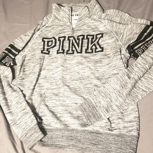Black and White Marbled Quarter Zip Sweatshirt